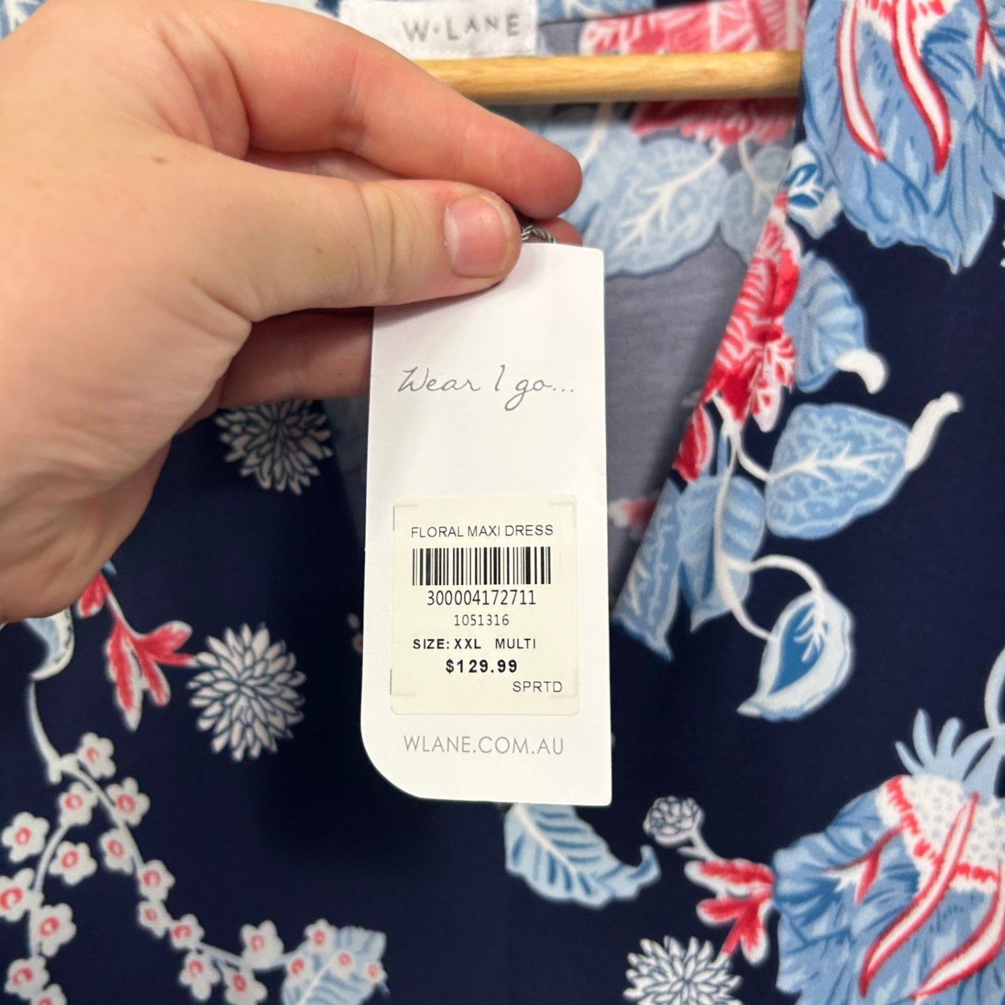 W Lane Blue Floral Sleeveless Midi Length Dress Size 2XL