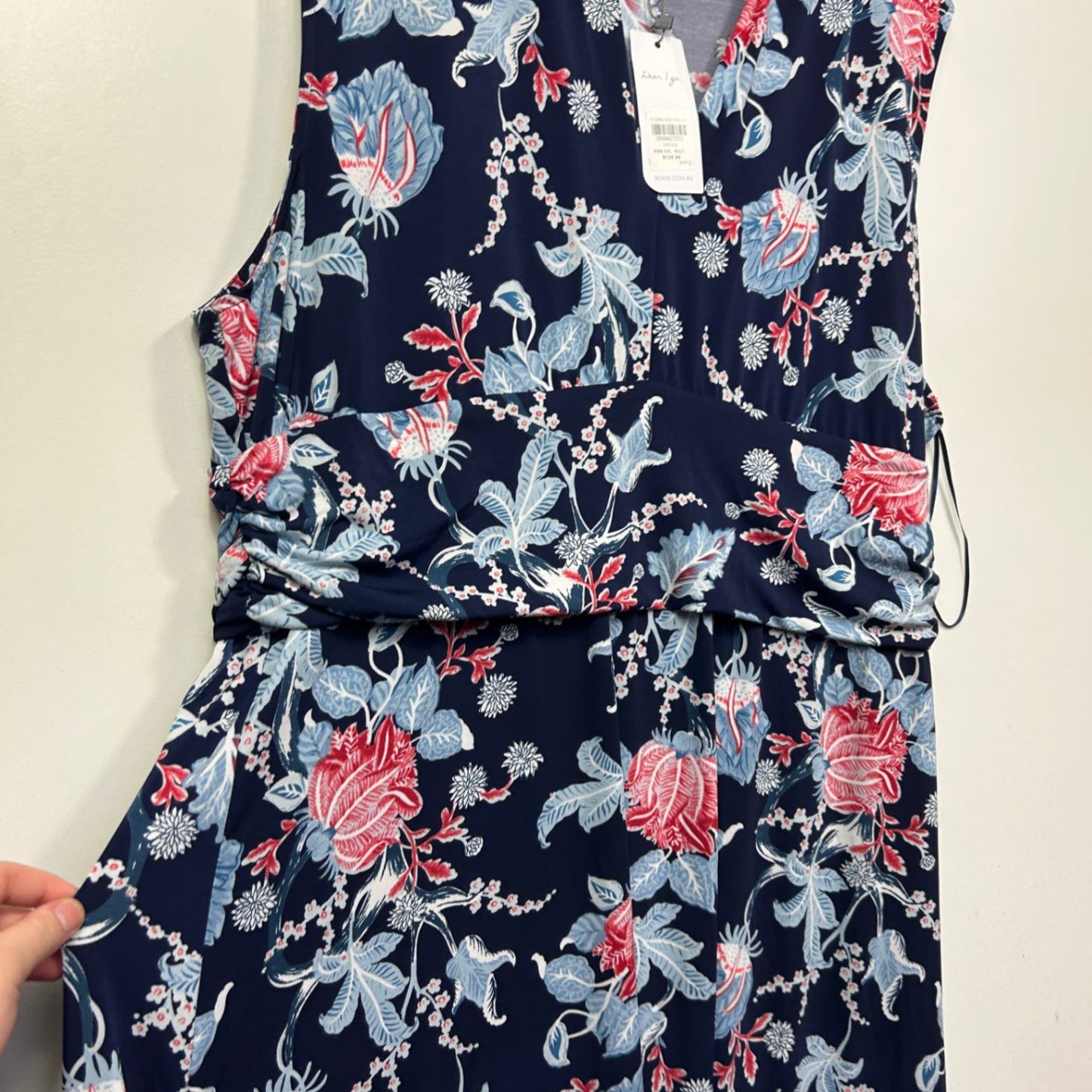W Lane Blue Floral Sleeveless Midi Length Dress Size 2XL