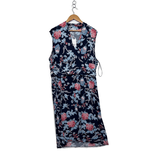 W Lane Blue Floral Sleeveless Midi Length Dress Size 2XL