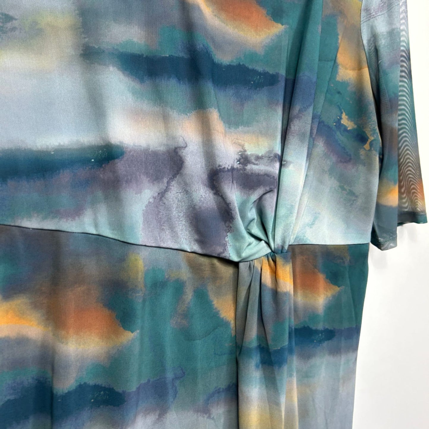 Jacqui E Curve Short Sleeve Multicoloured Shift Dress Size 16 Plus