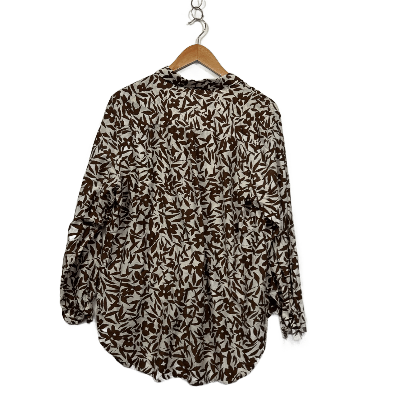 Sportscraft  Brown Silk Blend Long Sleeve Button Up Shirt Blouse Size 18