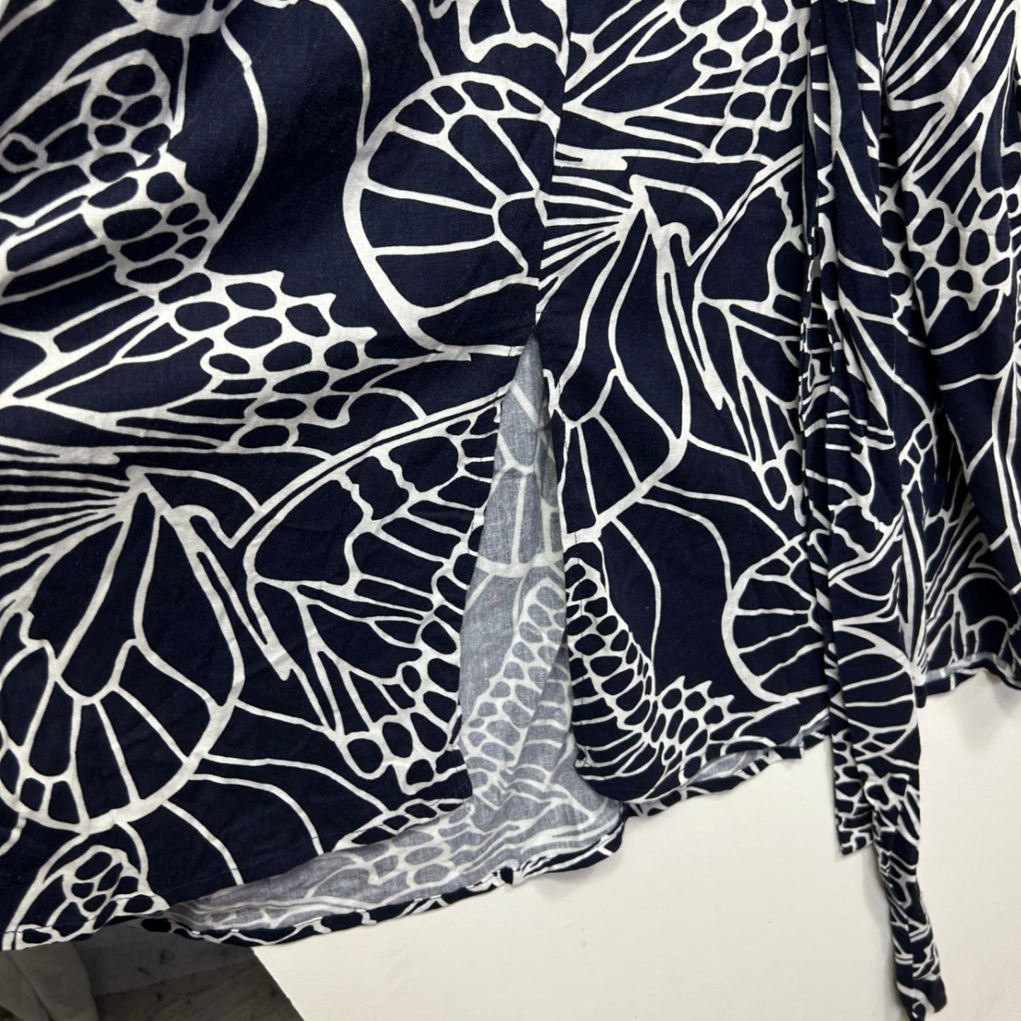 W Lane  Blue White Linen Sleeveless Pockets Midi Dress Size 20