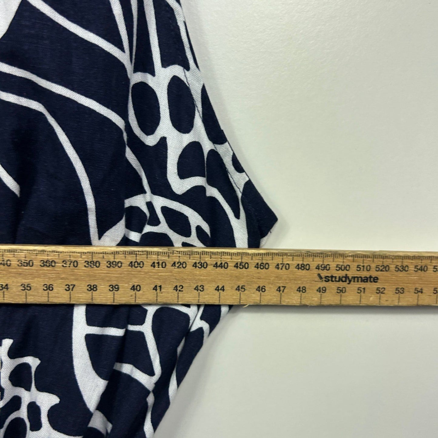 W Lane  Blue White Linen Sleeveless Pockets Midi Dress Size 20