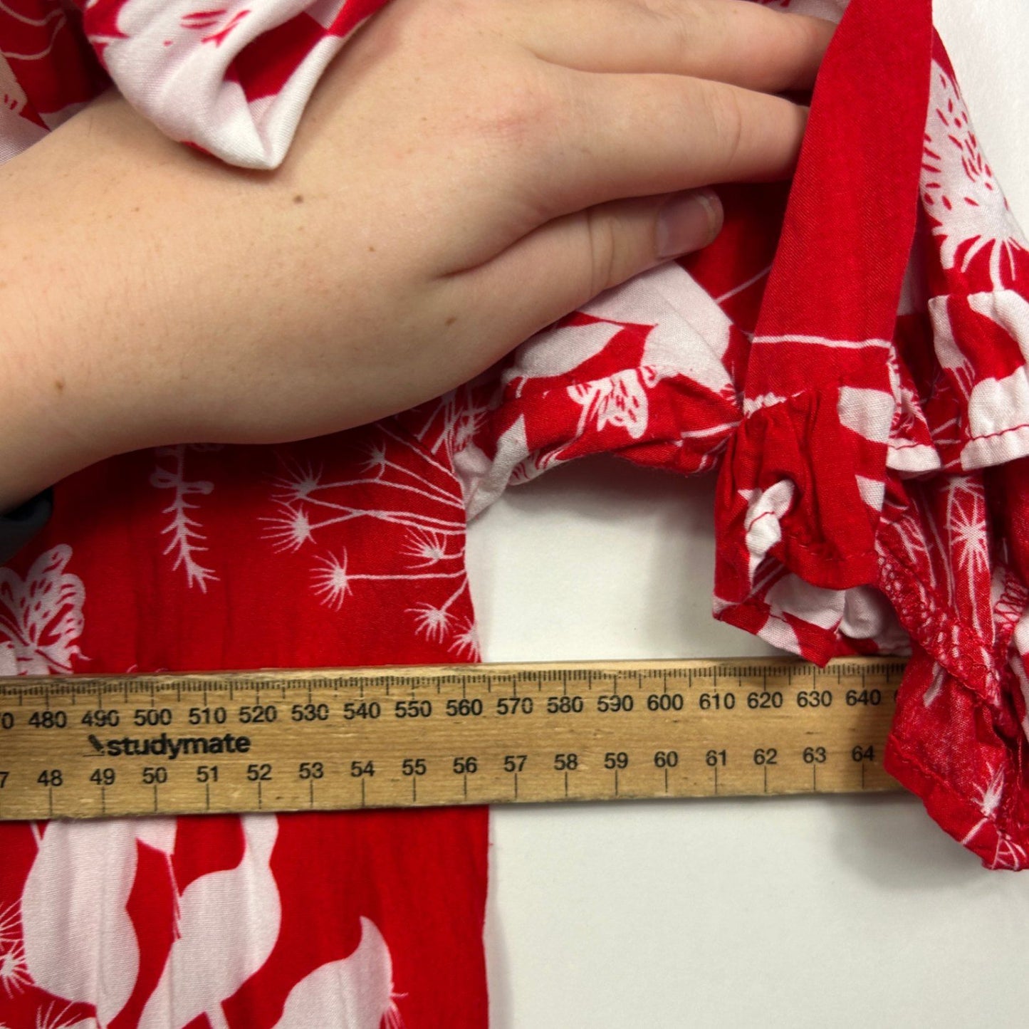 Willow Tree Red White Short Sleeve Floral Top Blouse Size 16