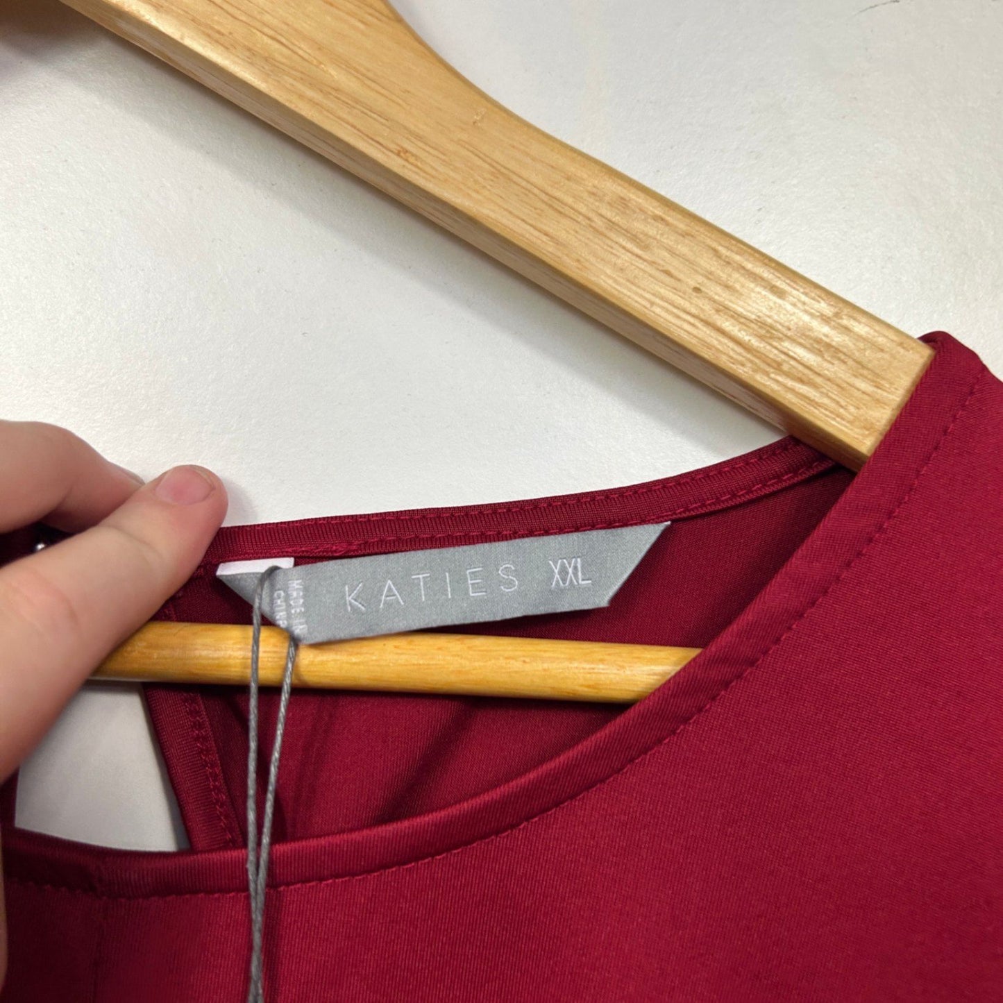 Katies Red  Long Sleeve Round Neck Faux Wrap Blouse Size 2XL