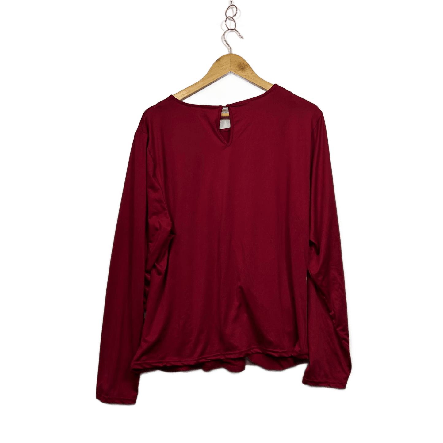 Katies Red  Long Sleeve Round Neck Faux Wrap Blouse Size 2XL