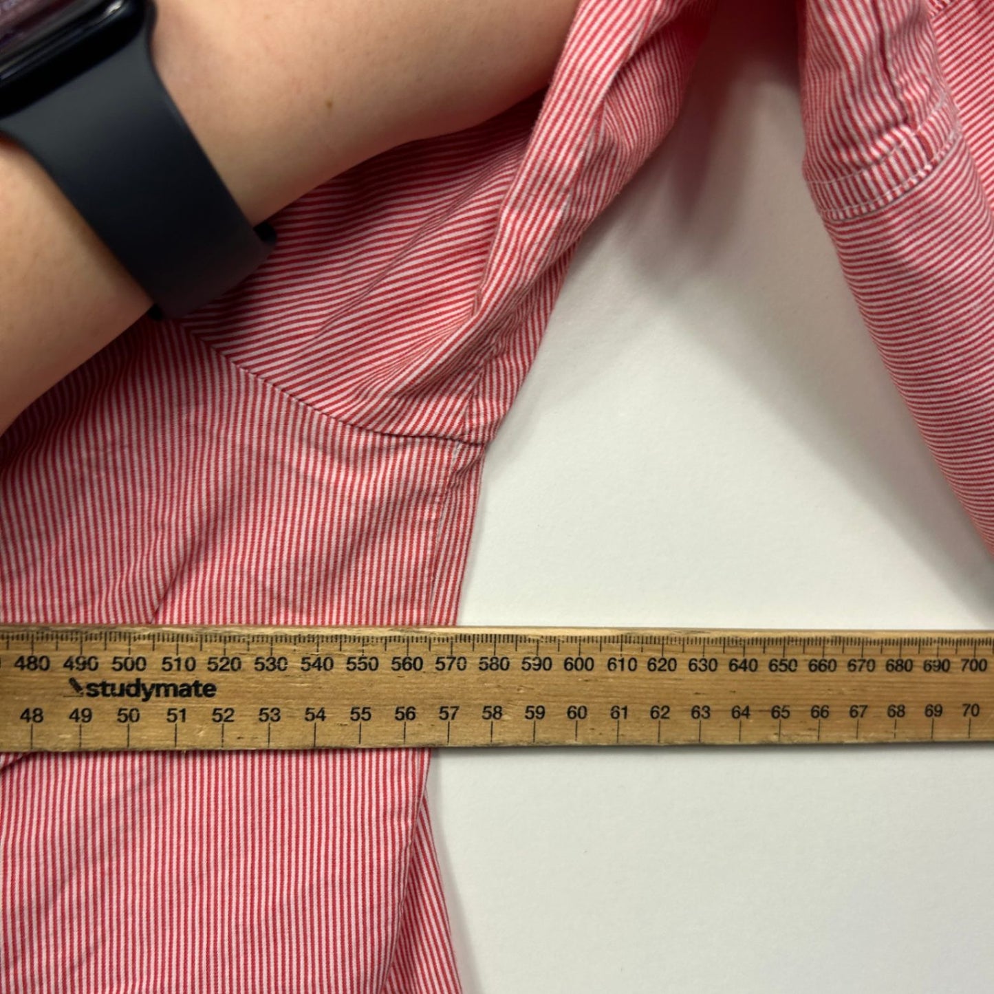 Noni B Red White Striped Long Sleeve Pleated Button Up Shirt Size 18