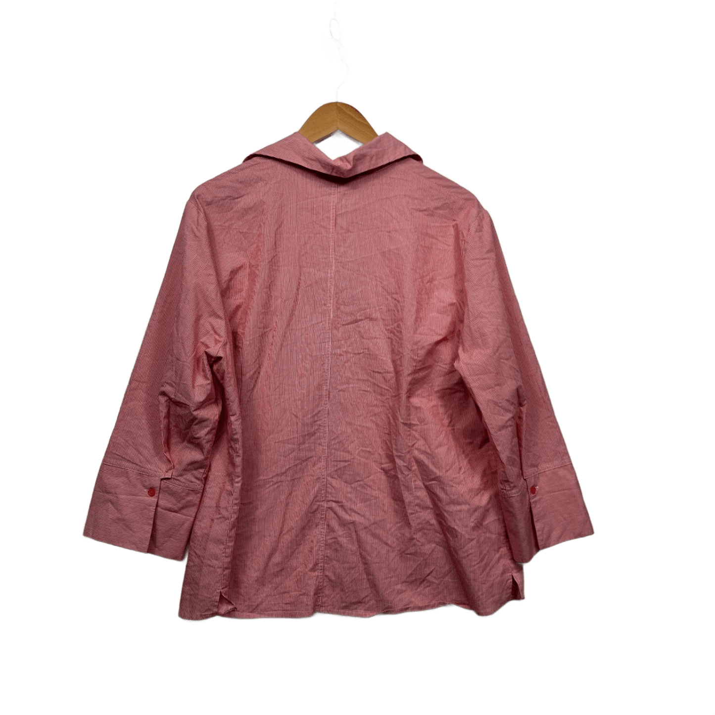 Noni B Red White Striped Long Sleeve Pleated Button Up Shirt Size 18