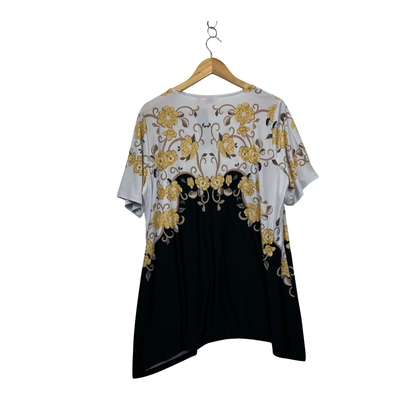 Millers Yellow Black Floral Short Sleeve Tunic Top Size 18