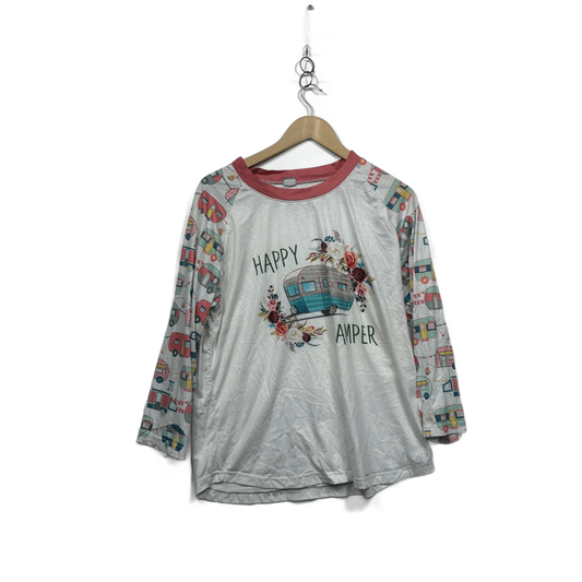 Happy Camper Camping Caravan Long Sleeve Casual Top T-shirt Size XL