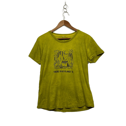 SelfawearU Womens Lime Green Short Sleeve No Planet B T-shirt Size 14