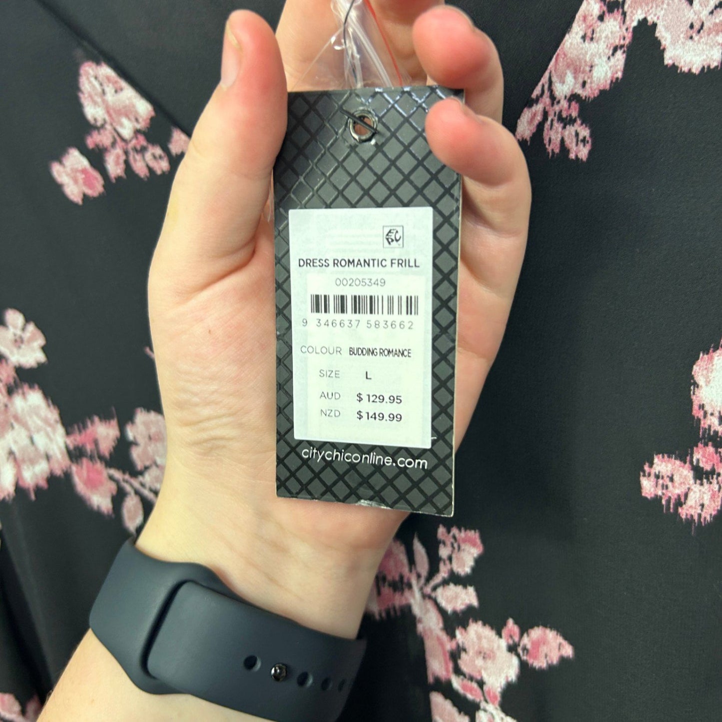 City Chic Black Pink Long Sleeve Floral Cocktail Fit & Flare Size 20