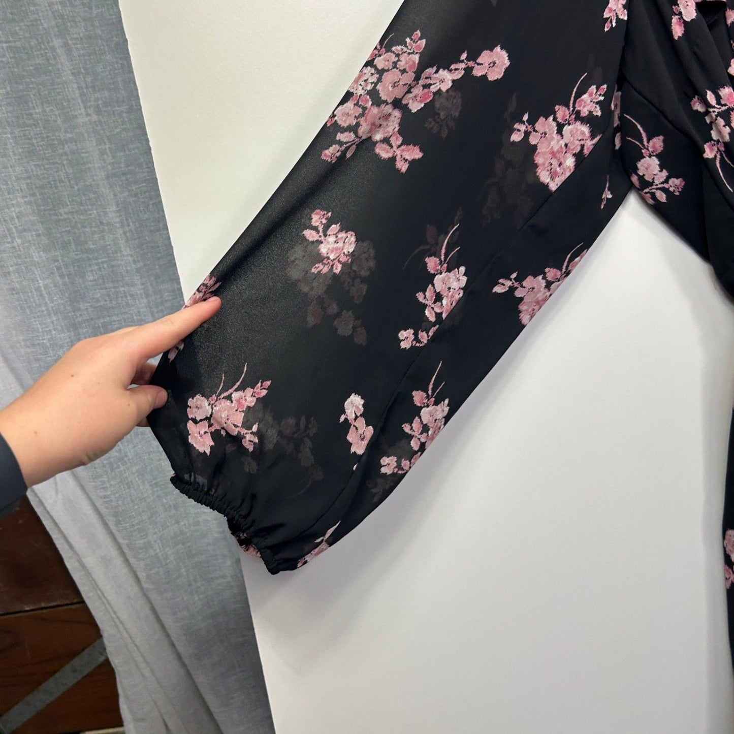 City Chic Black Pink Long Sleeve Floral Cocktail Fit & Flare Size 20