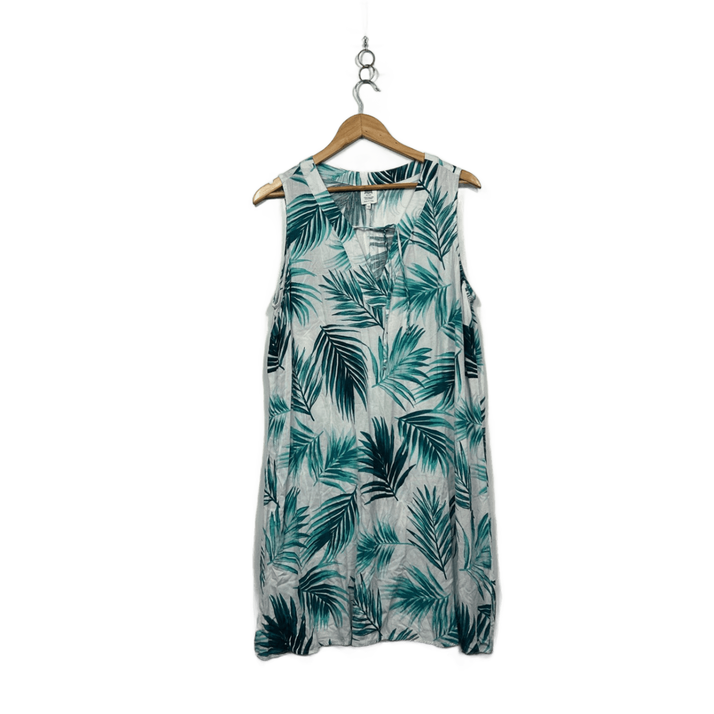 Rivers Green White Sleeveless Knee Length Floral  Casual Dress Size 16