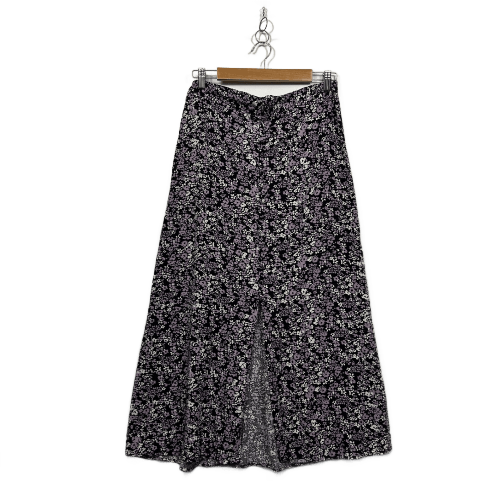 Anko Womens Black Purple Viscose Floral Maxi Skirt Size 14
