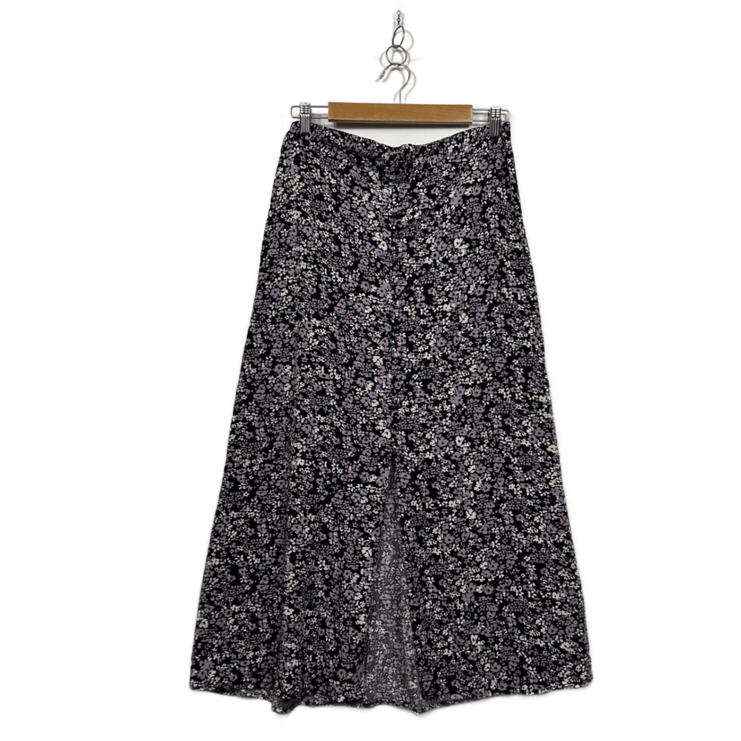 Anko Womens Black Purple Viscose Floral Maxi Skirt Size 14
