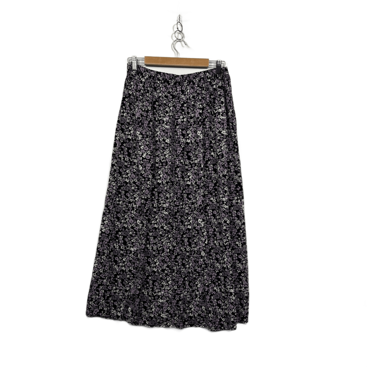 Anko Womens Black Purple Viscose Floral Maxi Skirt Size 14