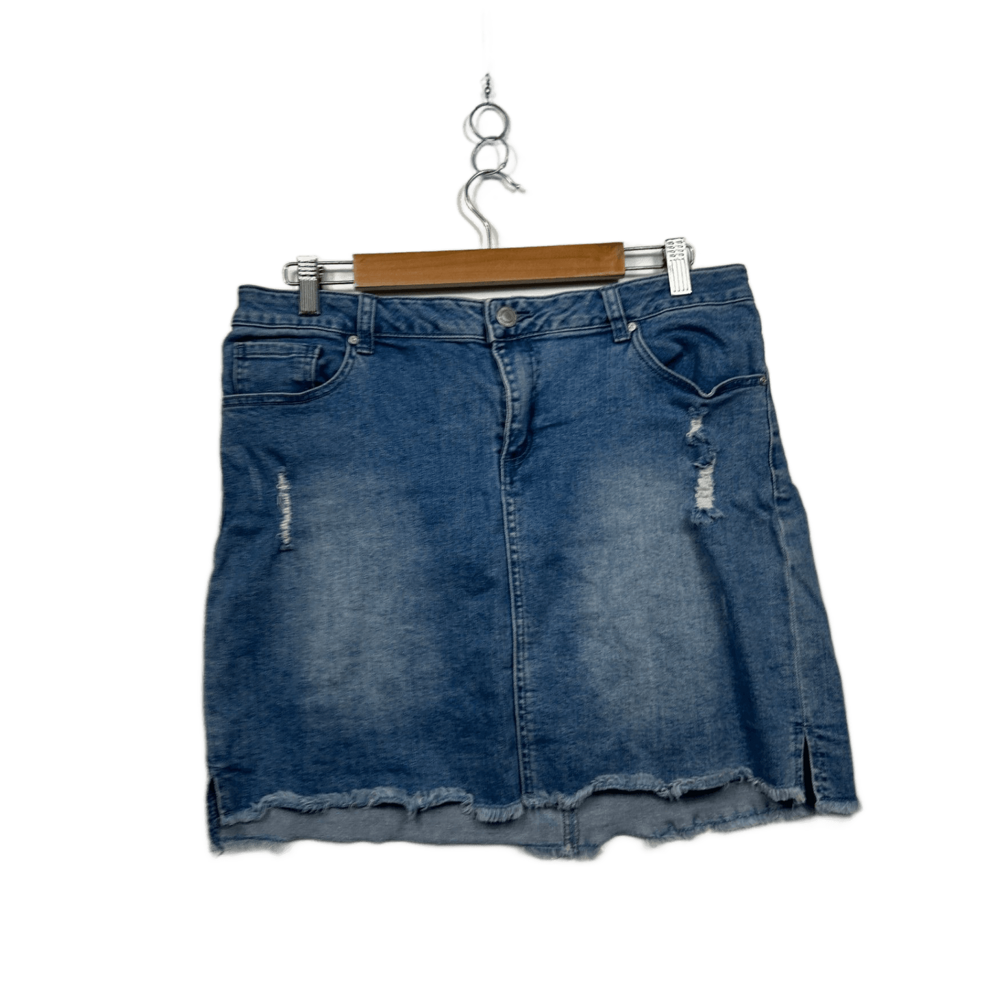 Clothing & Co Womens Blue Raw Hem Denim Skirt Size 14