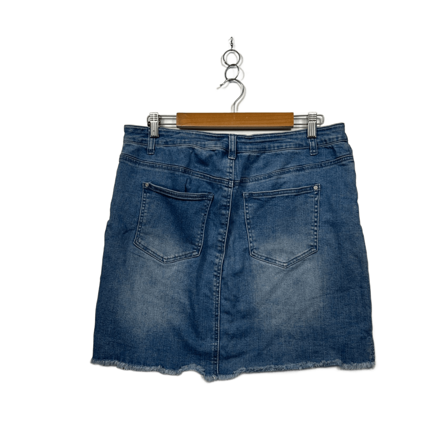 Clothing & Co Womens Blue Raw Hem Denim Skirt Size 14
