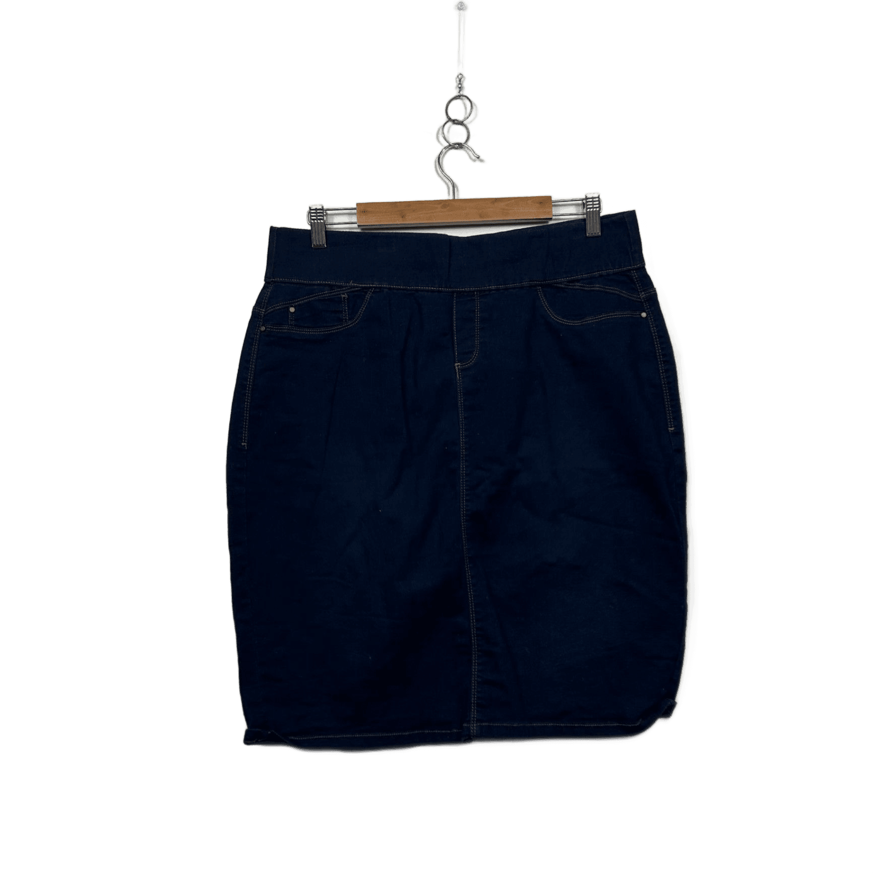 Katies Dark Blue Pull On Denim Pencil Skirt Size 16