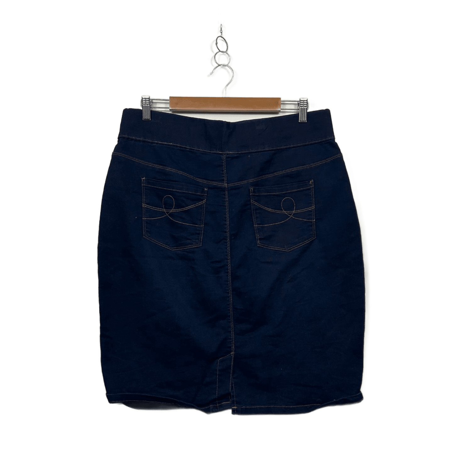 Katies Dark Blue Pull On Denim Pencil Skirt Size 16