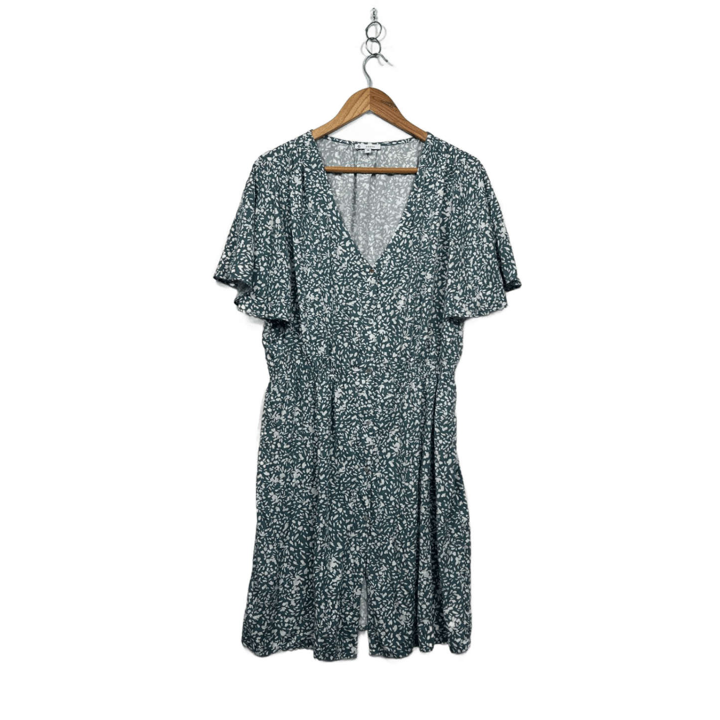 Target Green White Short Sleeve Knee Length Fit & Flare Dress Size 16