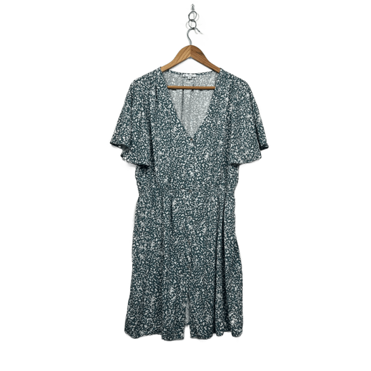 Target Green White Short Sleeve Knee Length Fit & Flare Dress Size 16