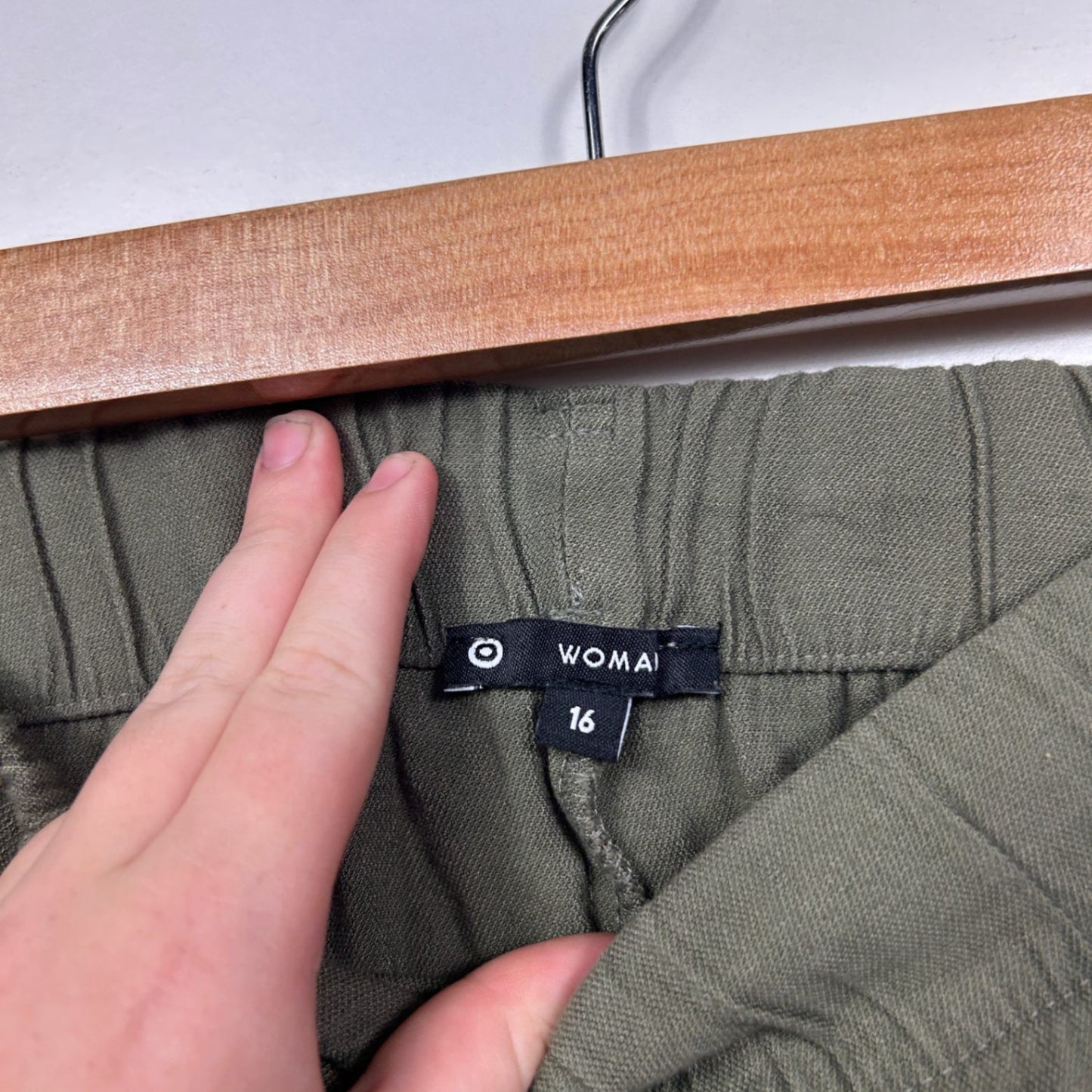 Target Woman Ladies Linen Blend Khaki Green Wide Leg Pants Trousers Size 16