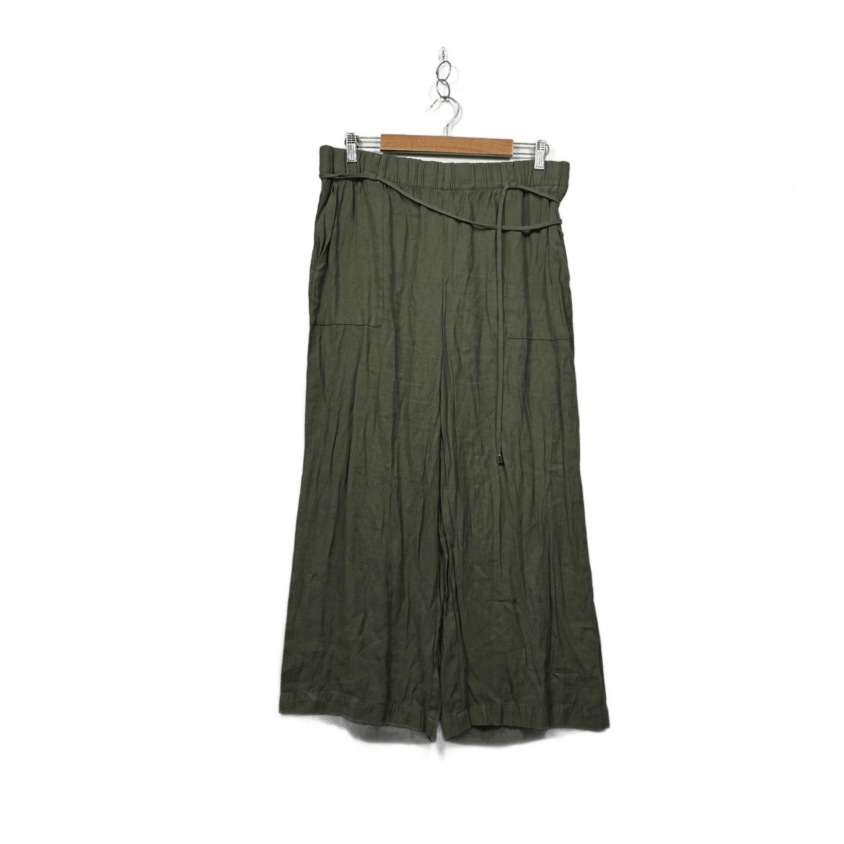 Target Woman Ladies Linen Blend Khaki Green Wide Leg Pants Trousers Size 16
