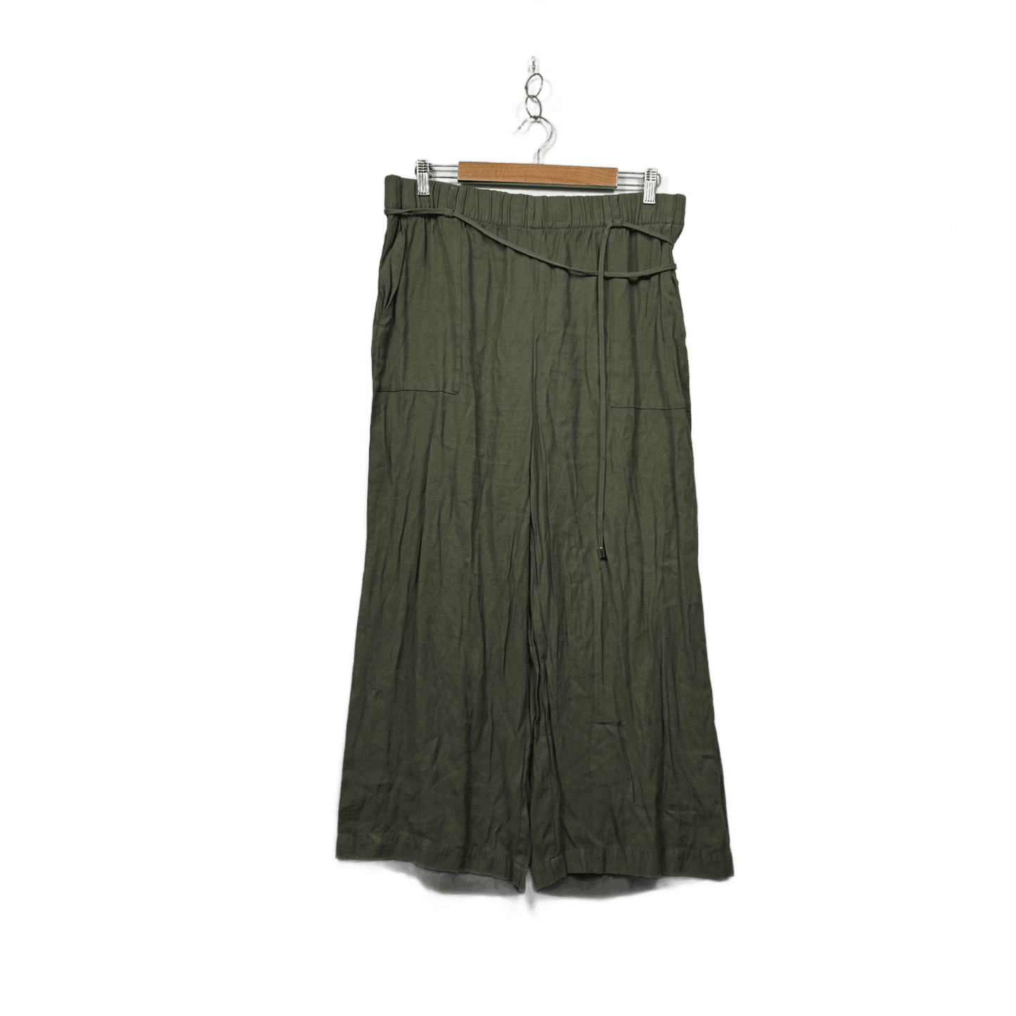 Target Woman Ladies Linen Blend Khaki Green Wide Leg Pants Trousers Size 16