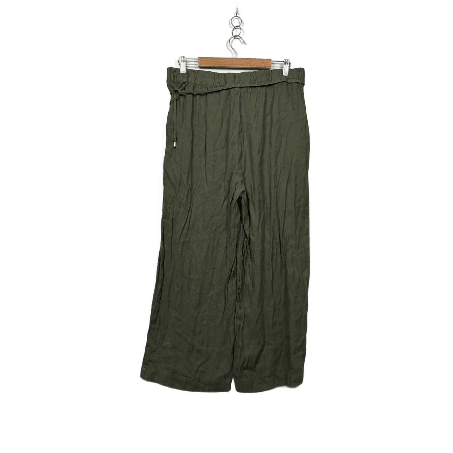 Target Woman Ladies Linen Blend Khaki Green Wide Leg Pants Trousers Size 16