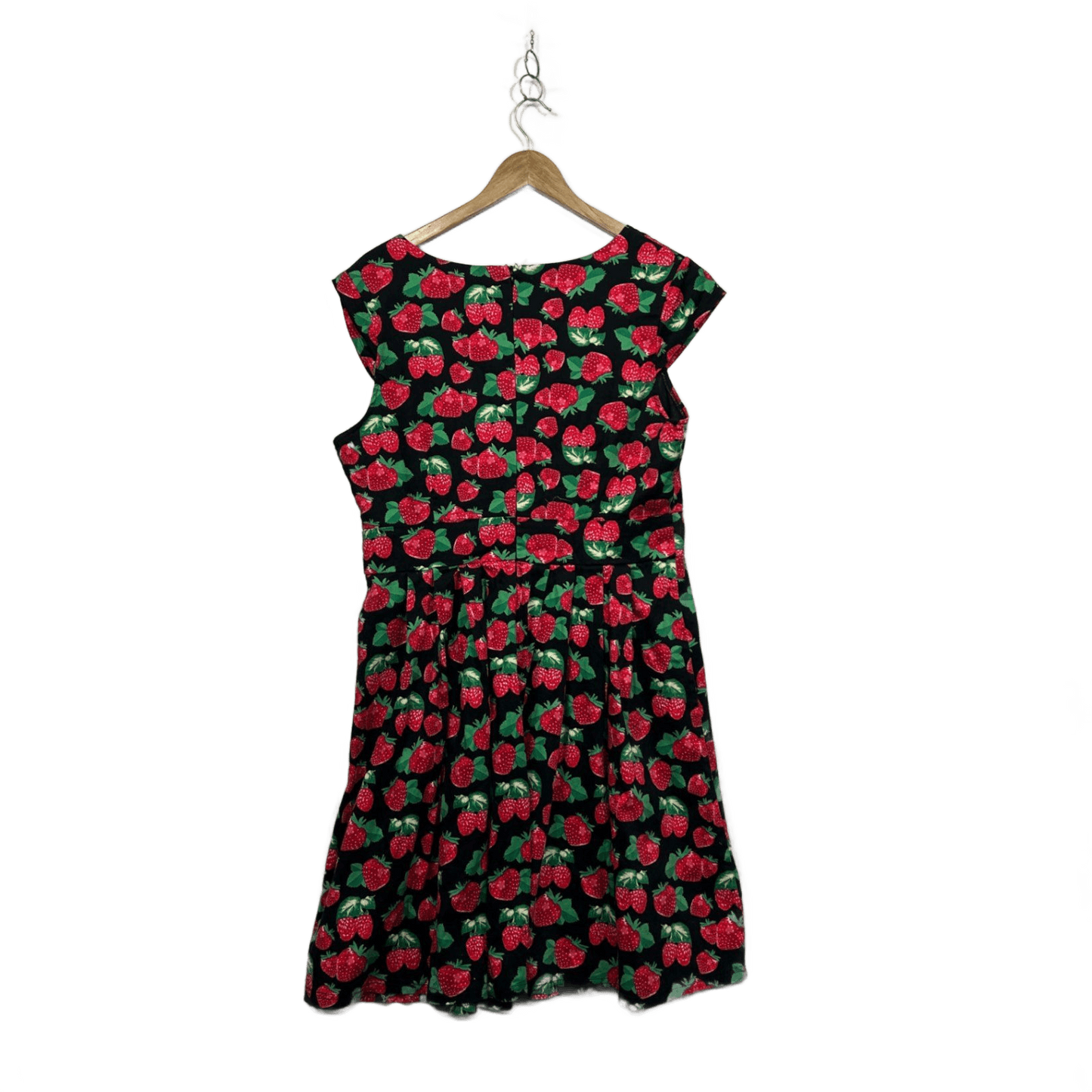 Tequila Sunrise Womens Black Strawberry Cap Sleeve Fit & Flare Dress Size 14