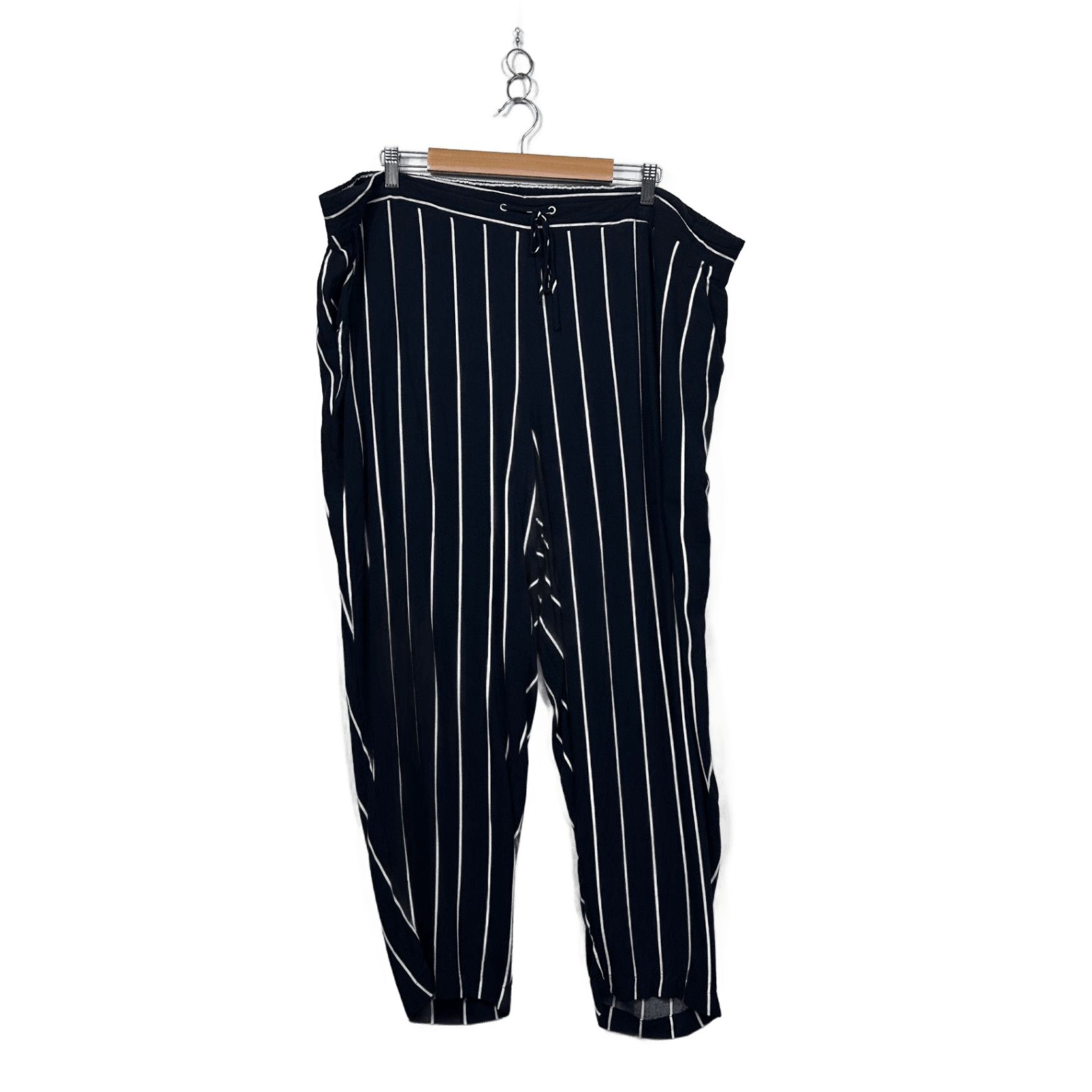 Belle Curve Womens Navy White Pockets Stripe Pants Size 22