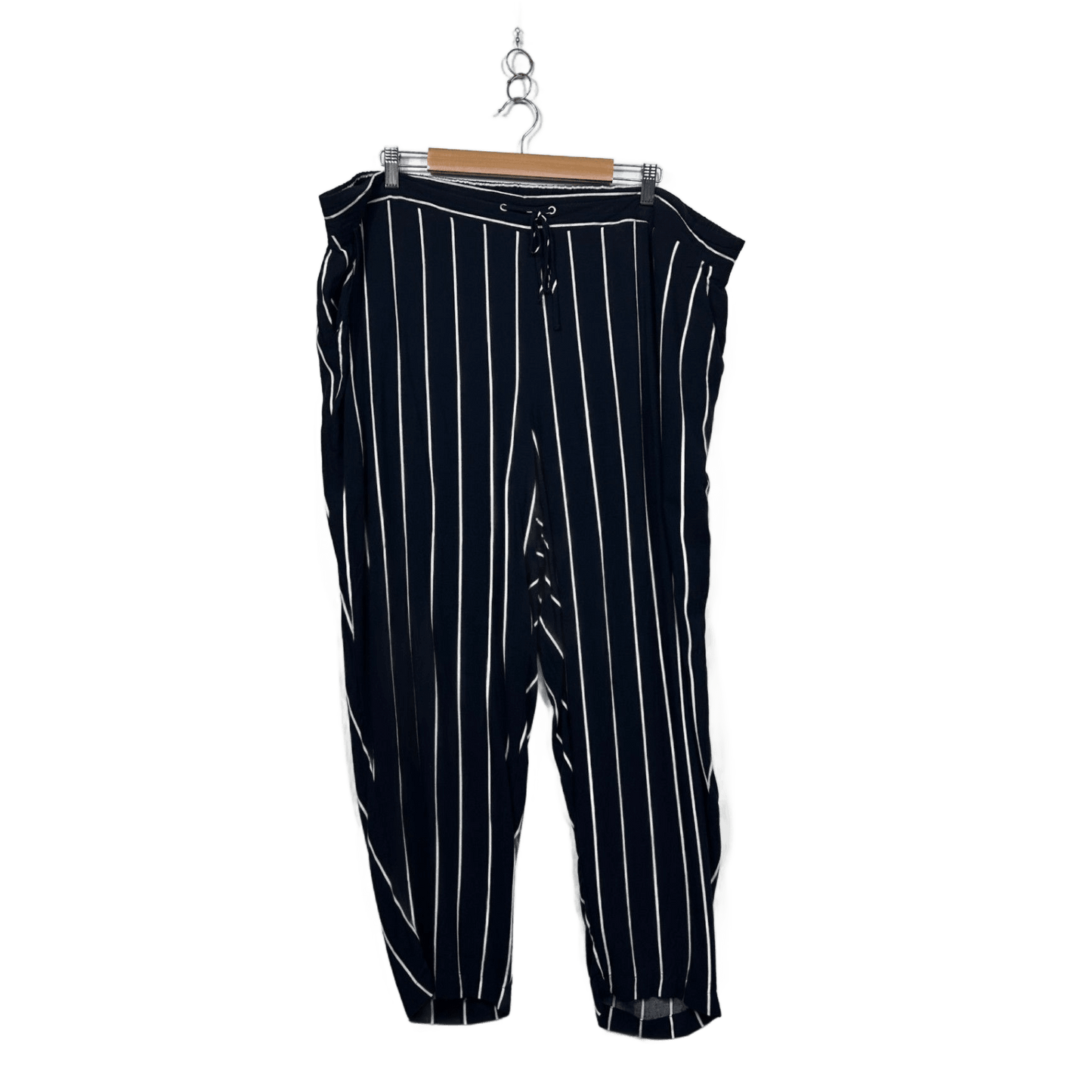 Belle Curve Womens Navy White Pockets Stripe Pants Size 22