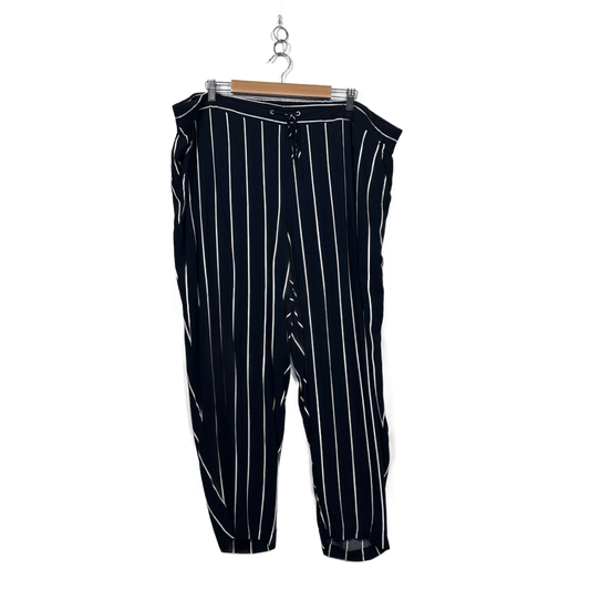 Belle Curve Womens Navy White Pockets Stripe Pants Size 22