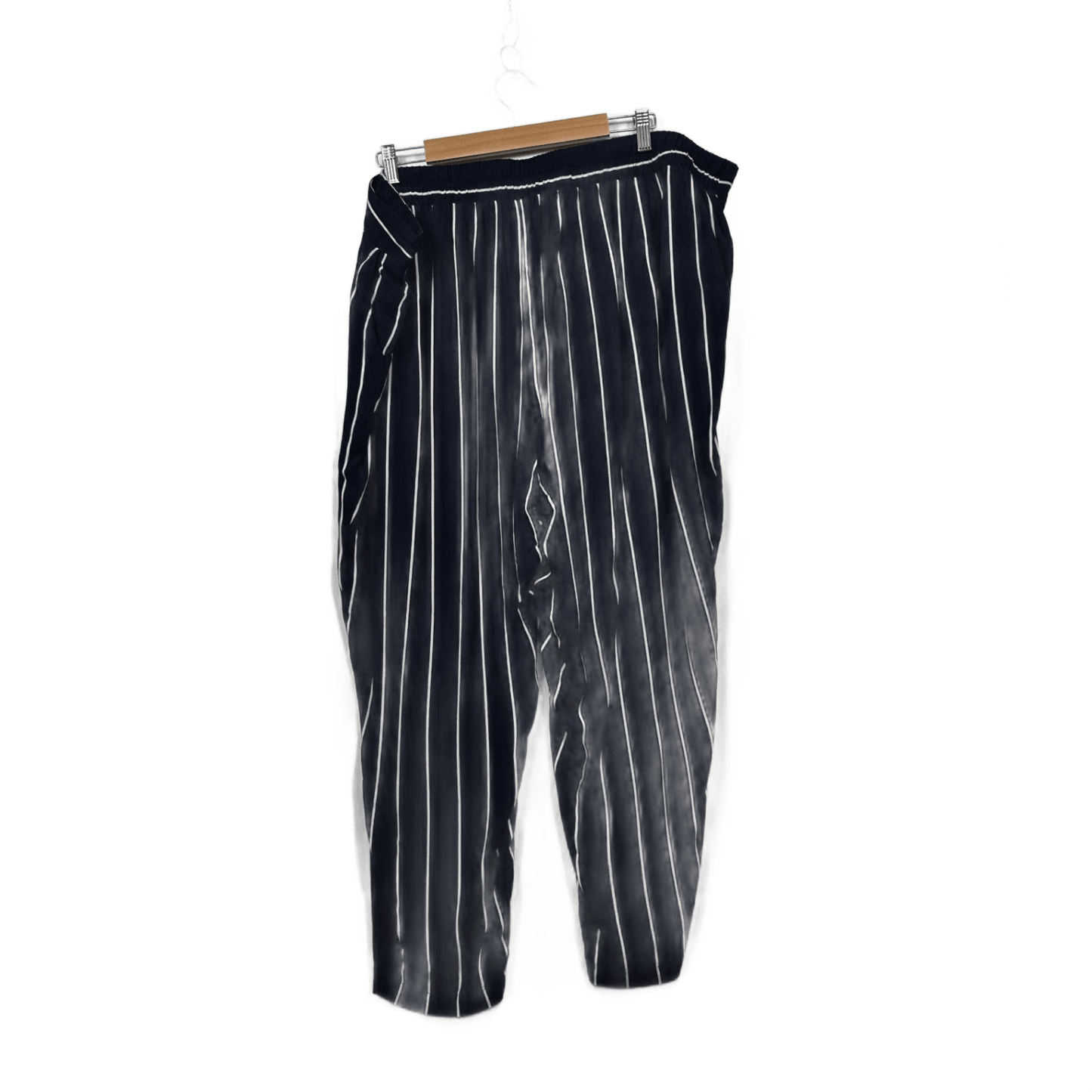 Belle Curve Womens Navy White Pockets Stripe Pants Size 22