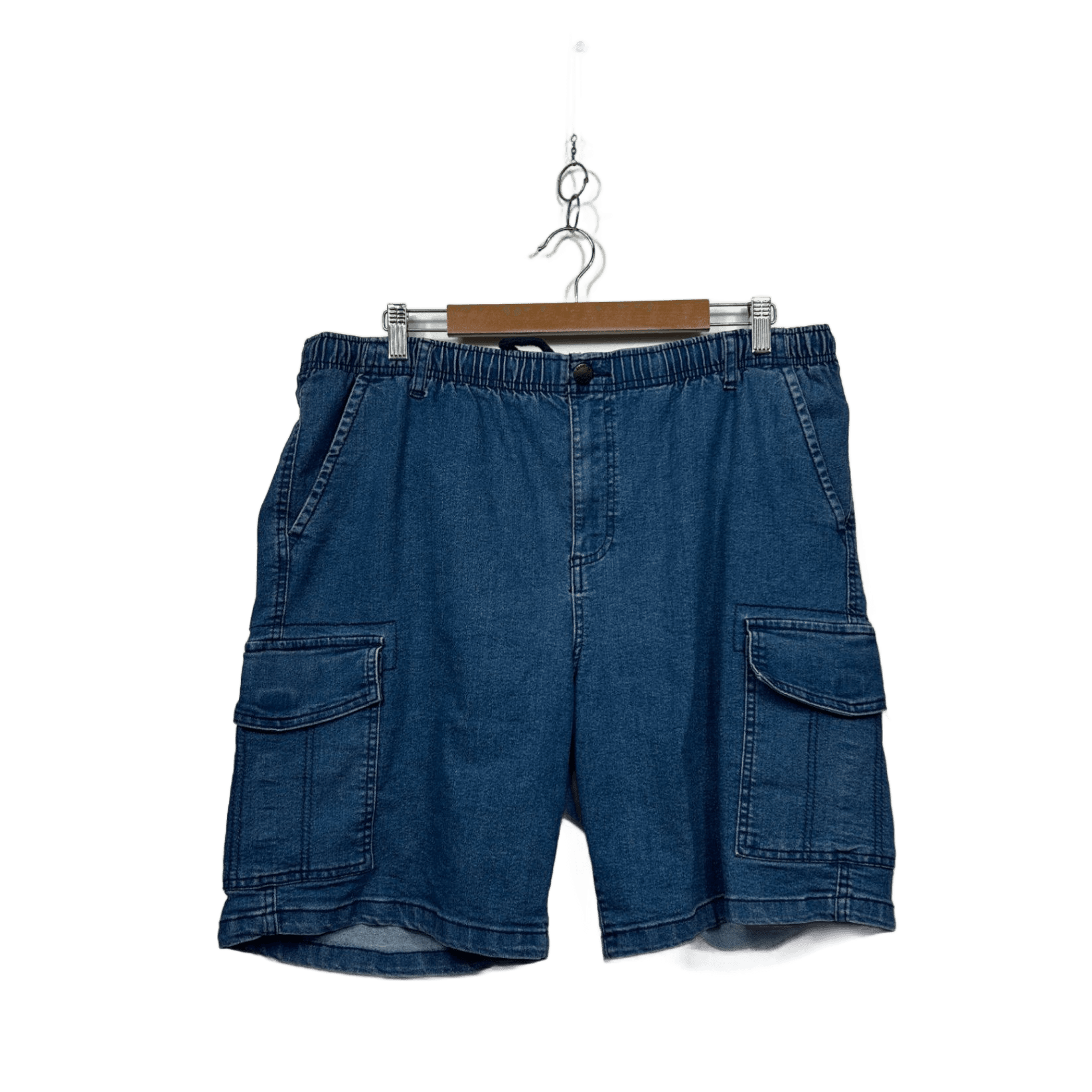 Elliotts Mens Blue Cargo Pockets Denim Shorts Size 42