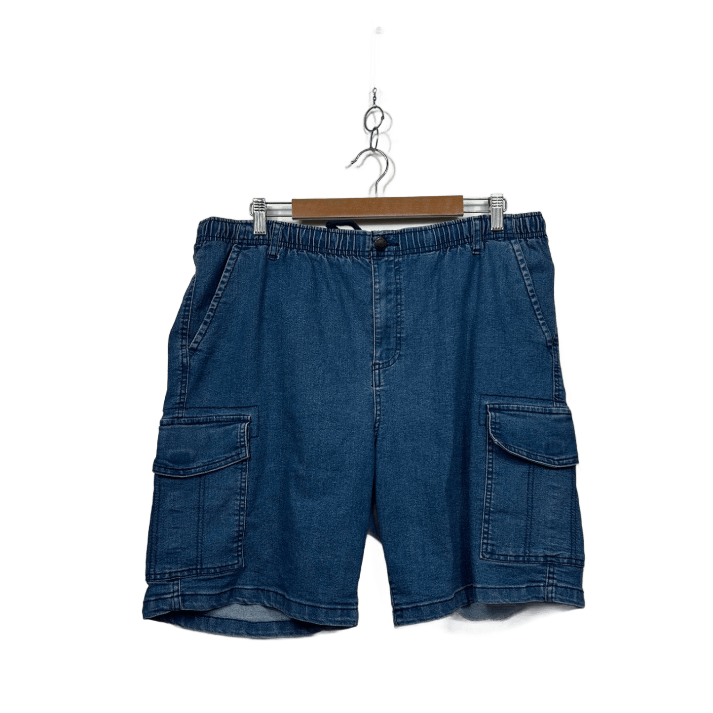 Elliotts Mens Blue Cargo Pockets Denim Shorts Size 42