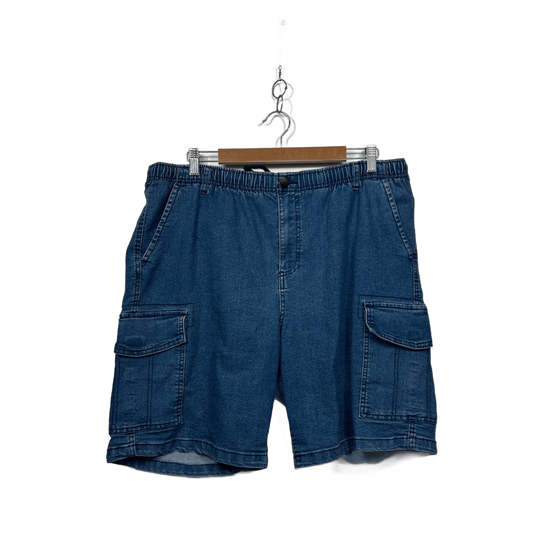 Elliotts Mens Blue Cargo Pockets Denim Shorts Size 42