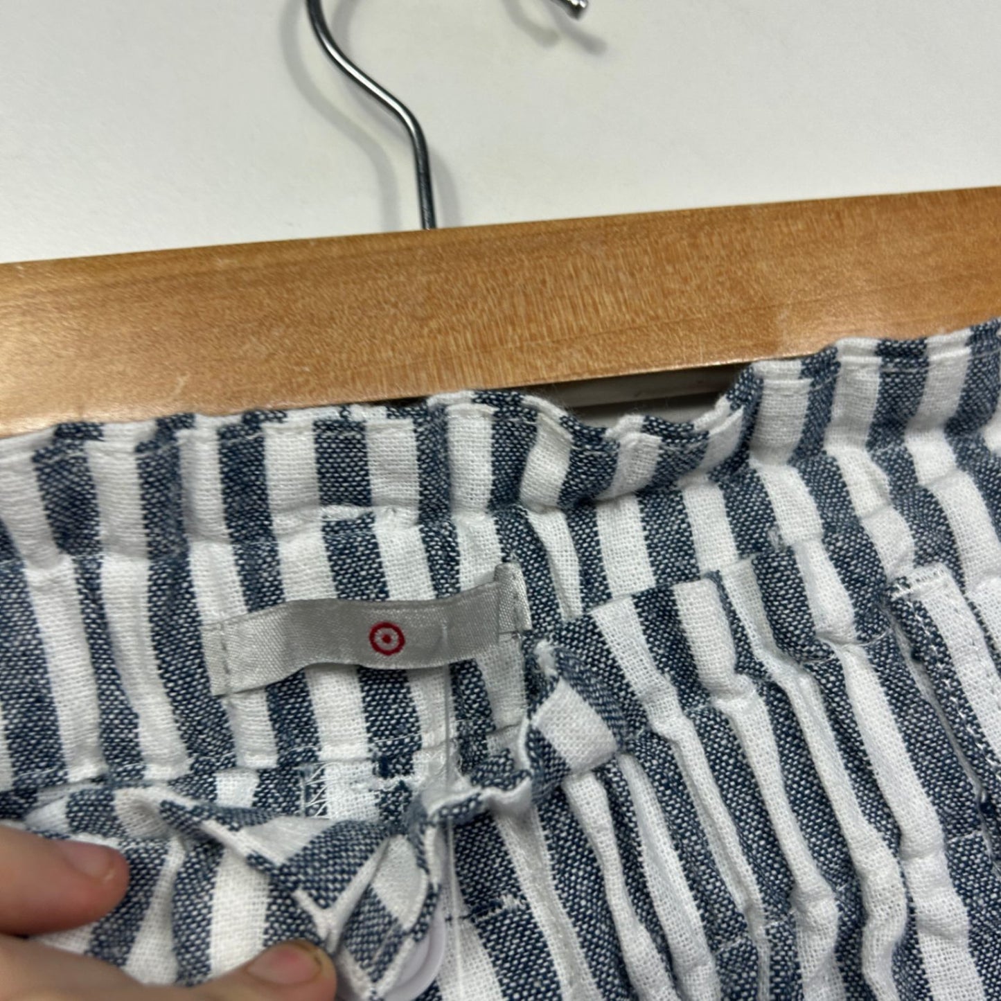 Target Blue White Stripe Linen Blend Shorts Size 16