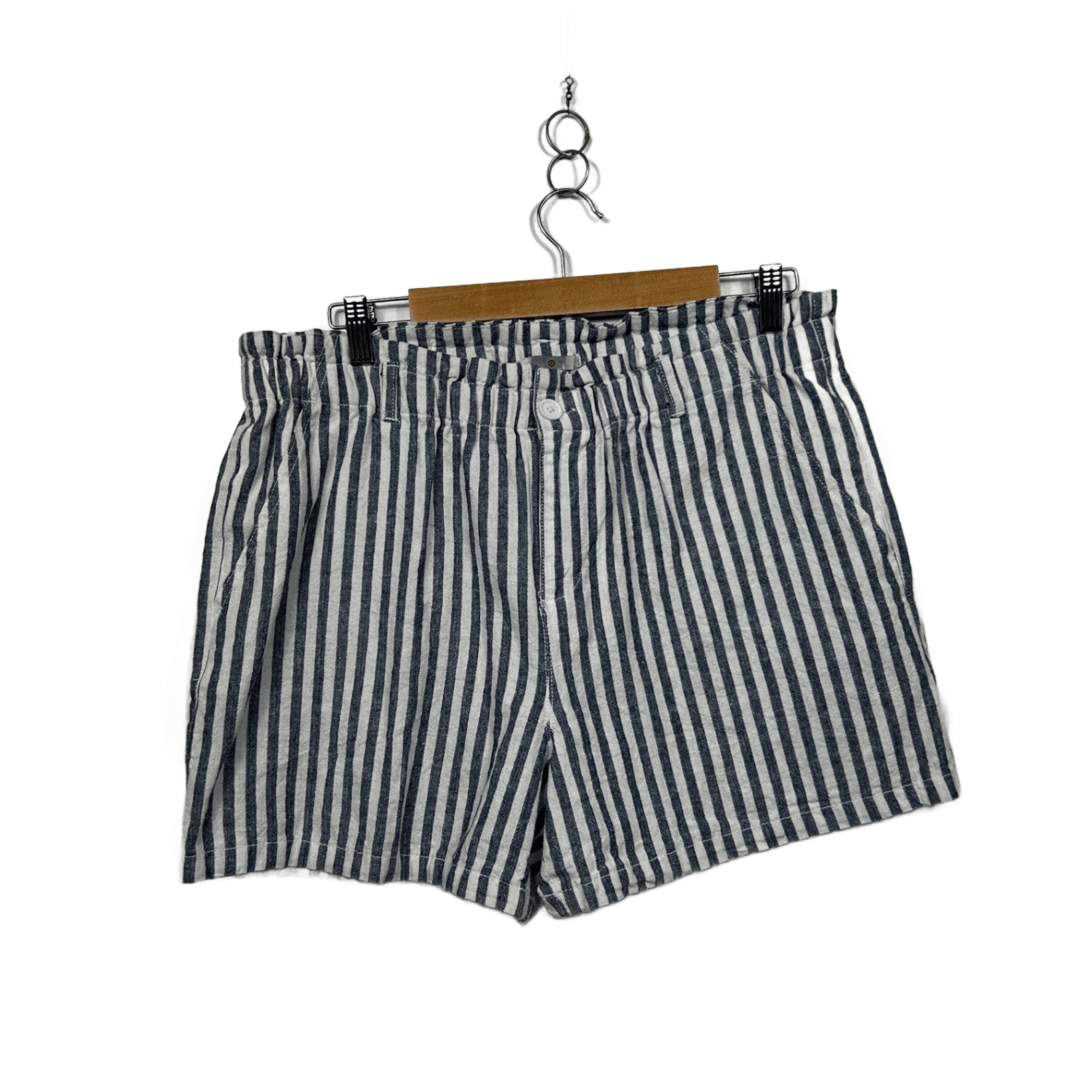 Target Blue White Stripe Linen Blend Shorts Size 16