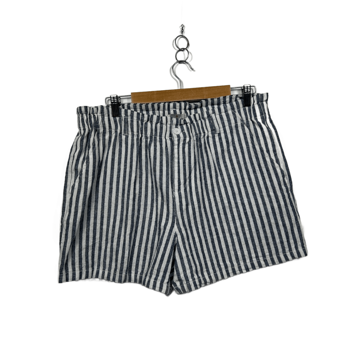 Target Blue White Stripe Linen Blend Shorts Size 16