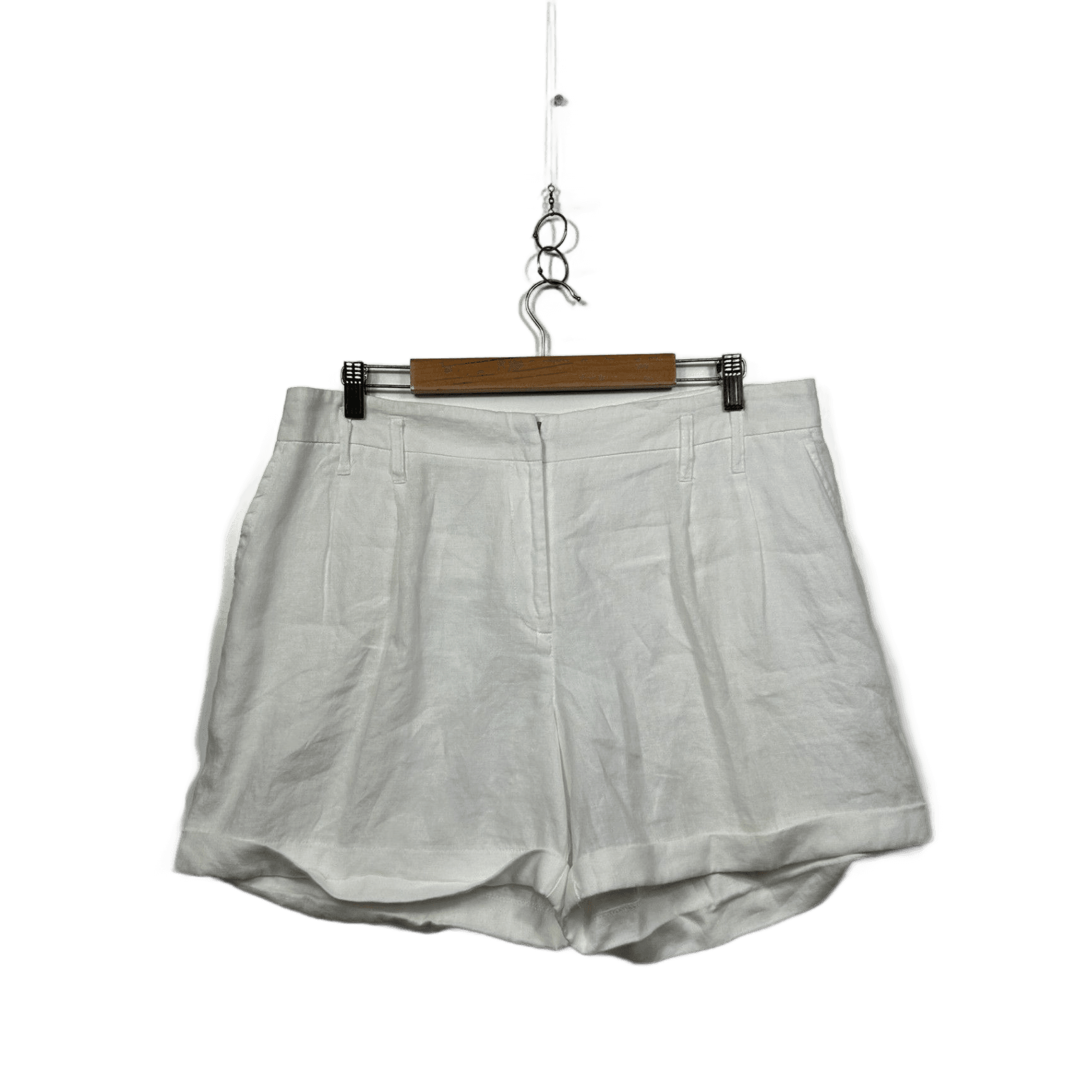 Portmans Womens White Pockets Linen Blend Shorts Size 14