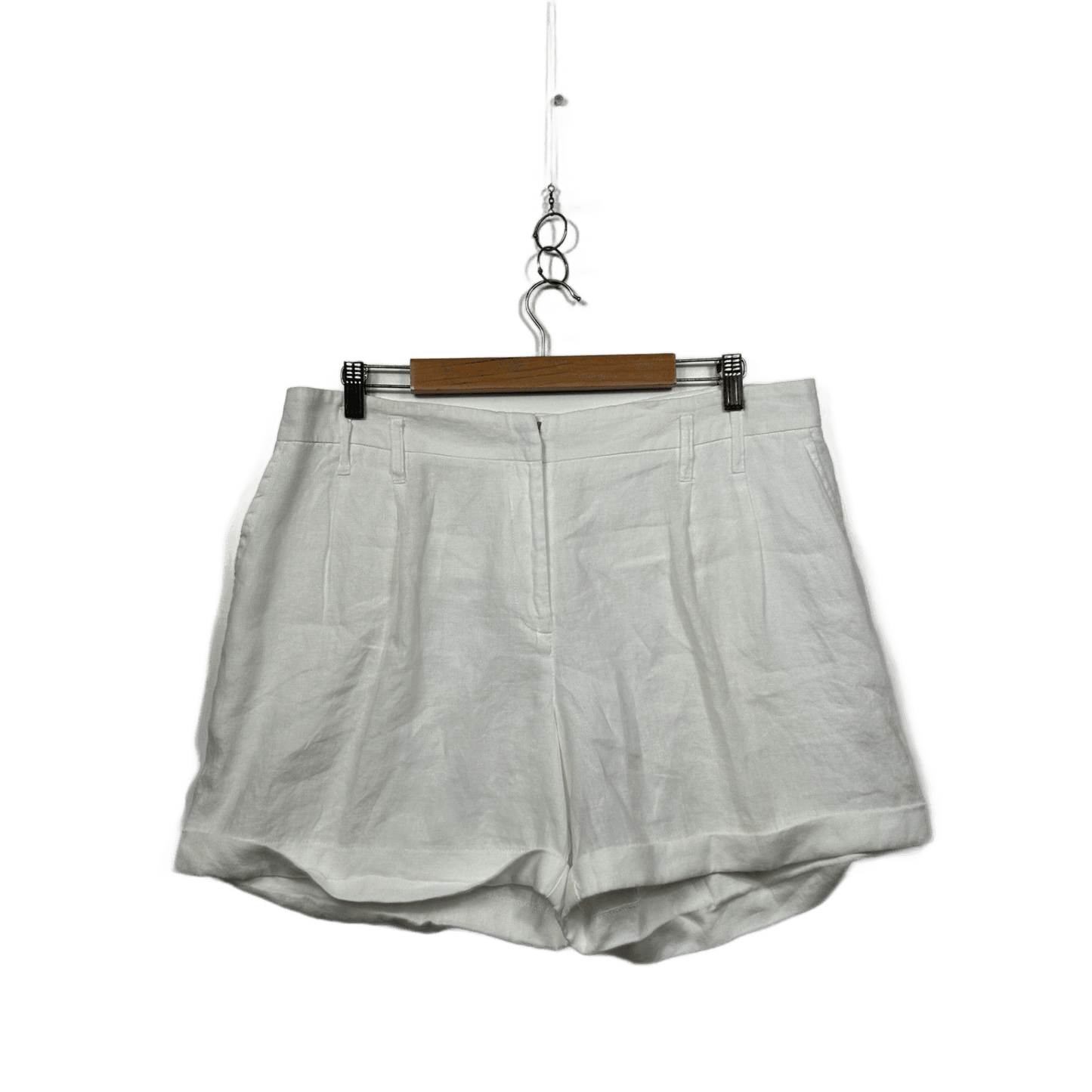 Portmans Womens White Pockets Linen Blend Shorts Size 14