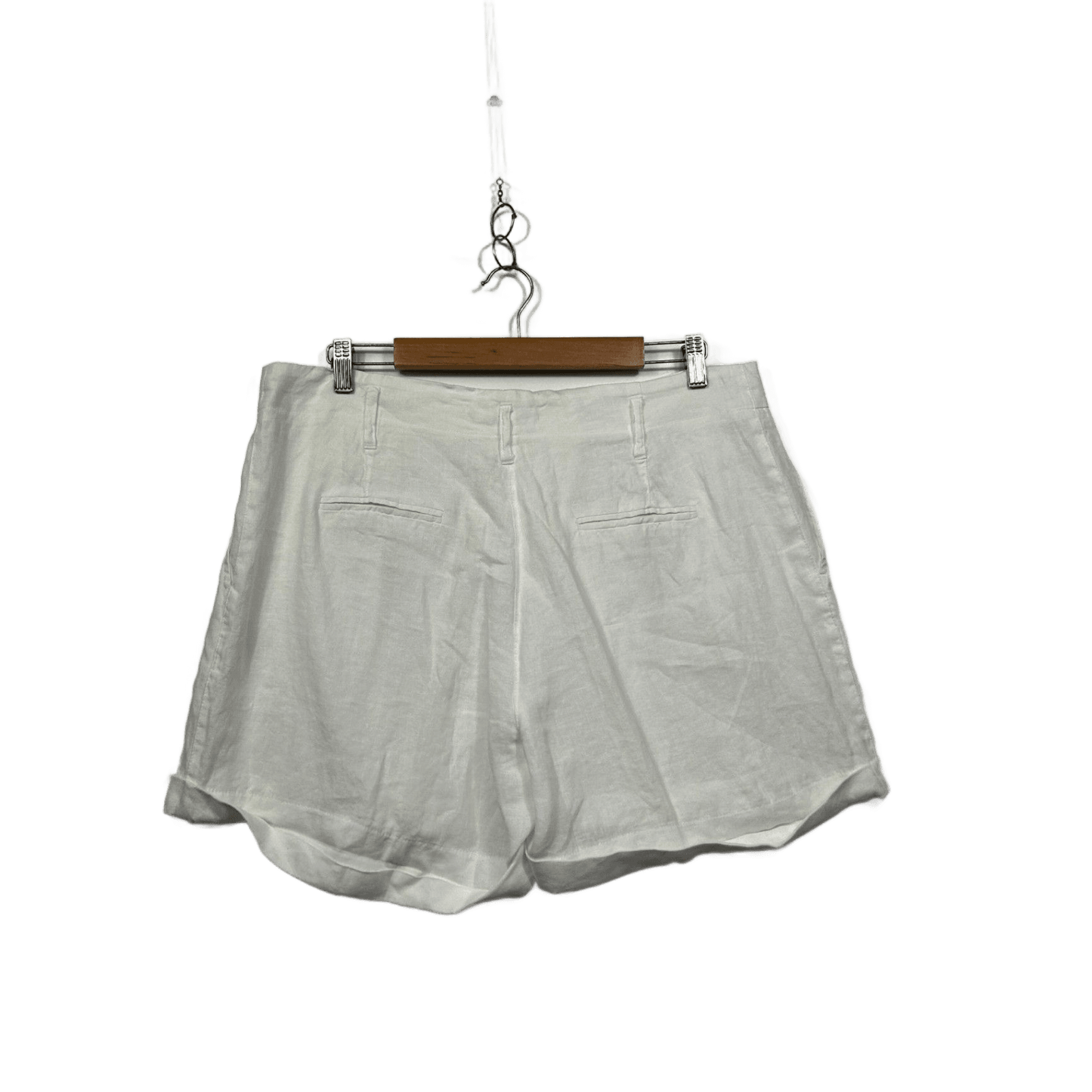 Portmans Womens White Pockets Linen Blend Shorts Size 14