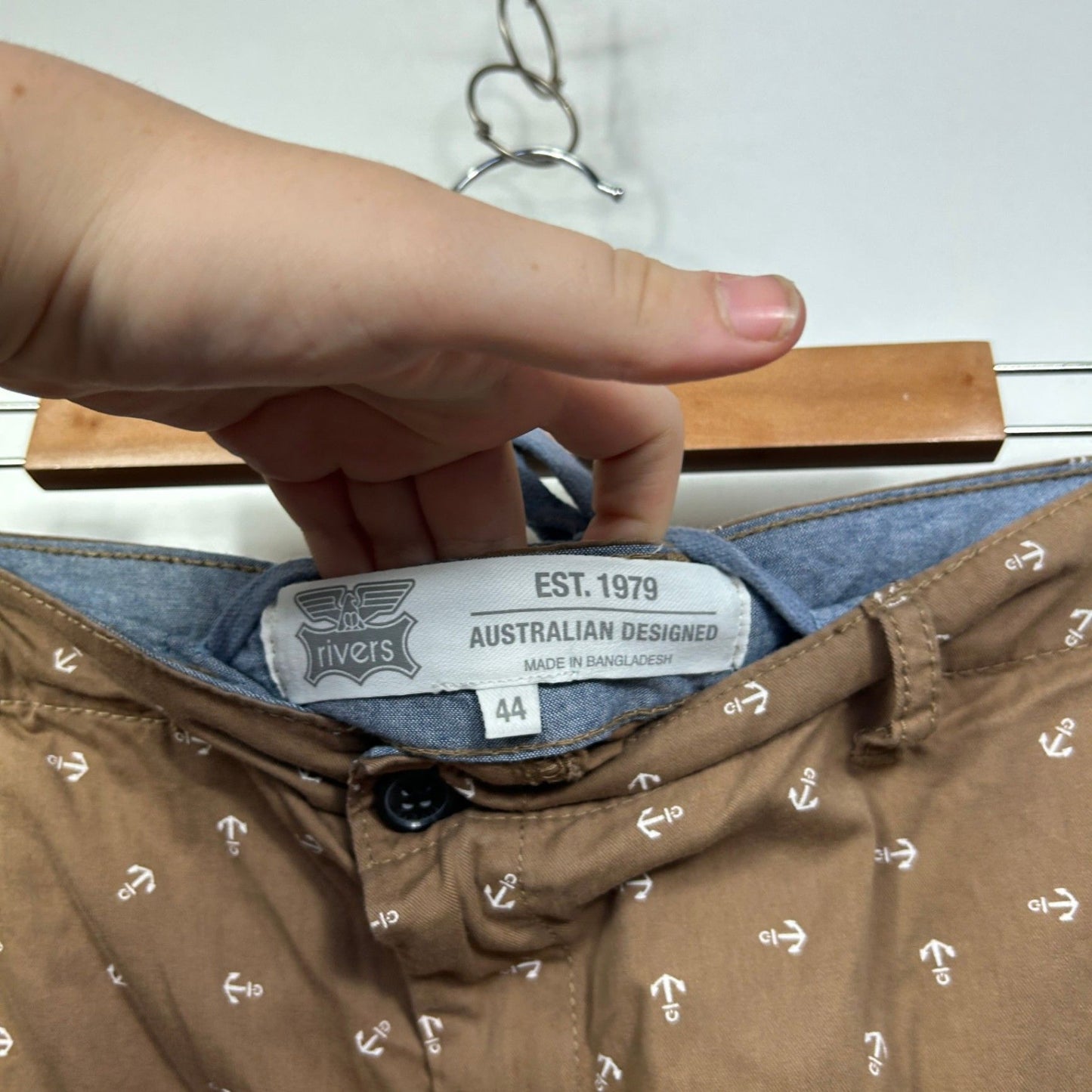 Rivers Mens Brown Anchors Sailing Nautical Casual Shorts Size 44