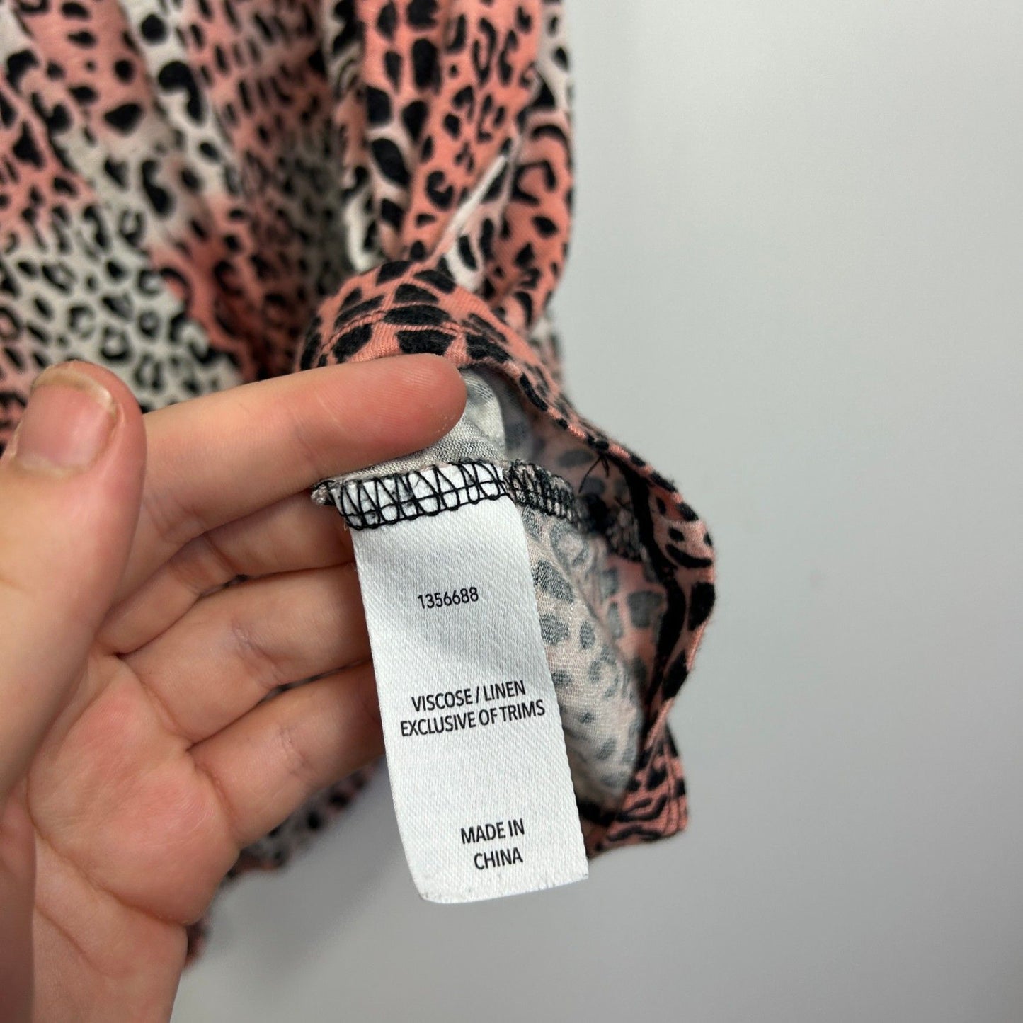 Avella Animal Print Linen Blend Short Sleeve Tunic Top Blouse Size 18