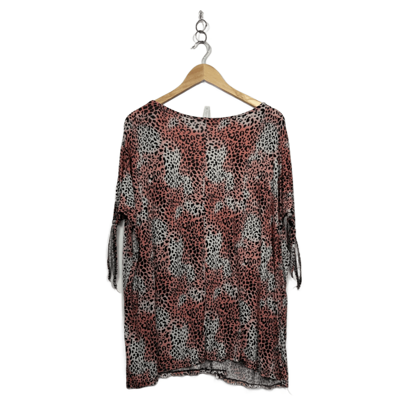 Avella Animal Print Linen Blend Short Sleeve Tunic Top Blouse Size 18