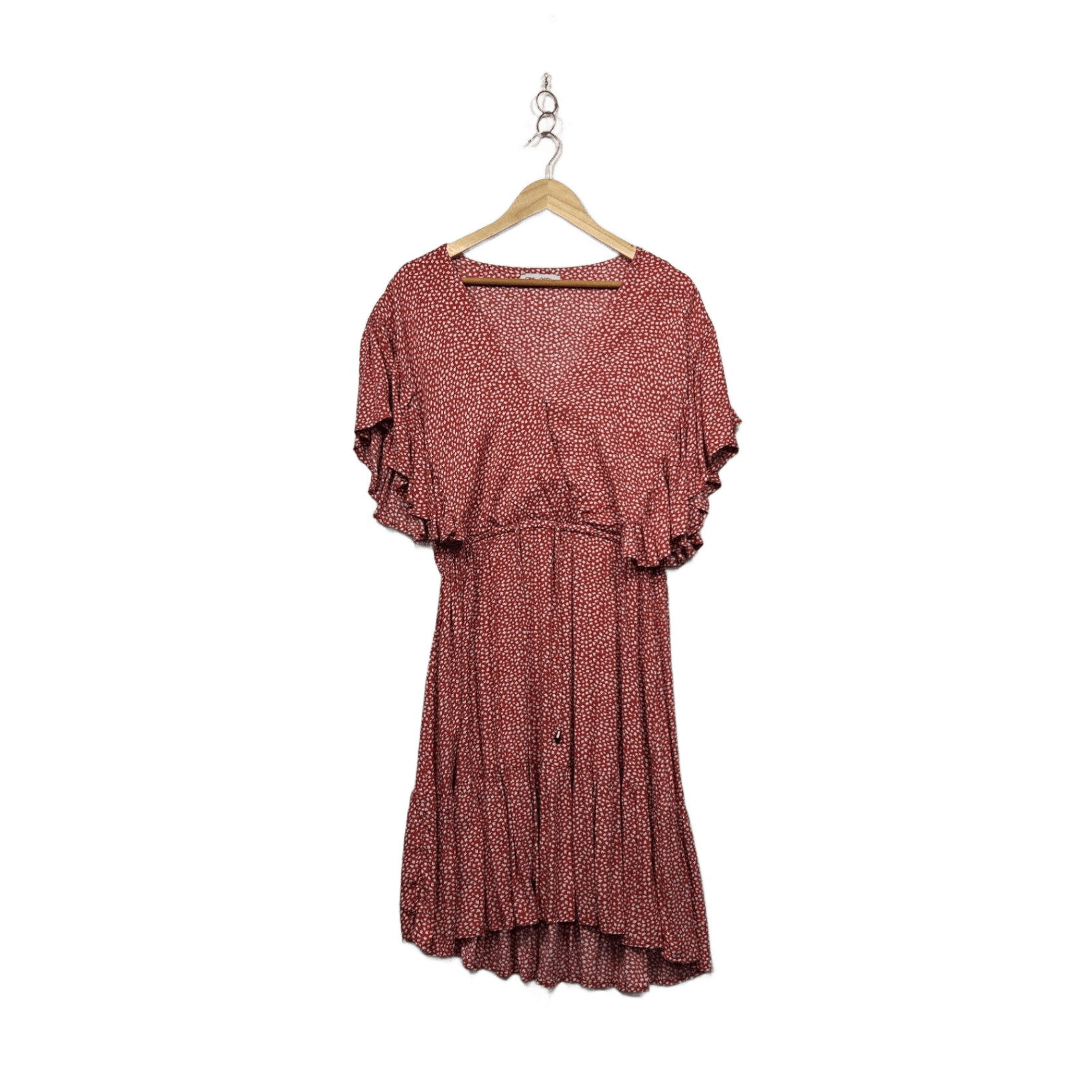 Ebby And I Rust Red Short Sleeve Midi V Neck Fit & Flare Size 14 Dress
