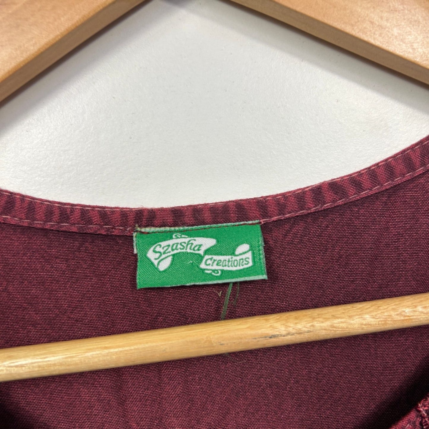 Boho Burgundy Sleeveless Embroidered Hippie Top Blouse Size 12-14